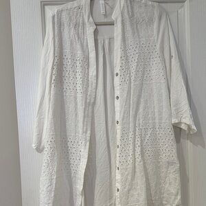 White Eyelet Women Swim Coverup